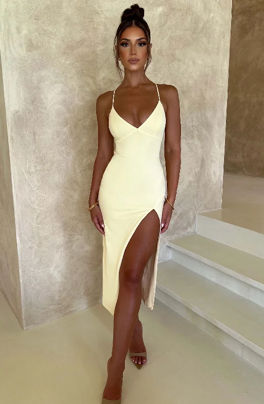 Your Shopping Wish, Our Discount Command!Kiana Midi Dress - Lemon