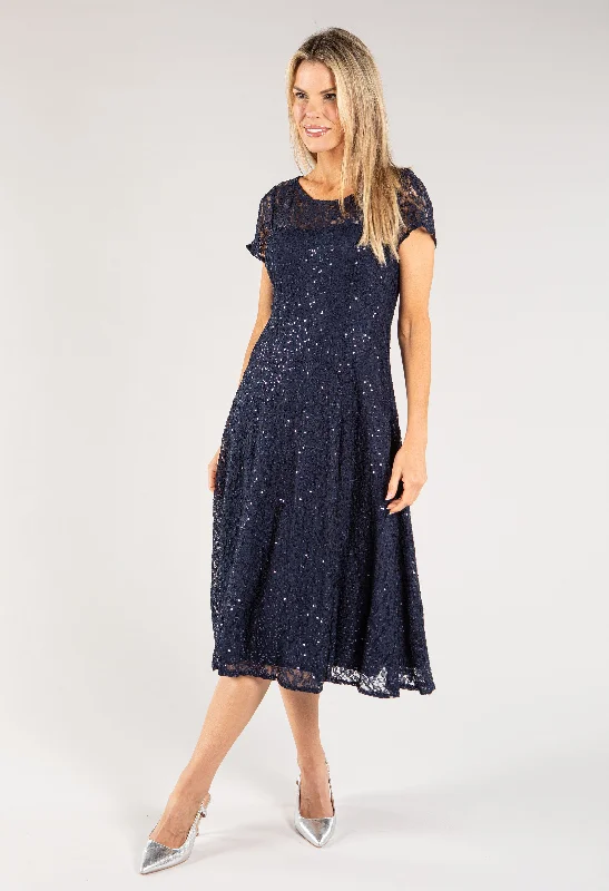 Exclusive Offers You’ll Love!Lace Sequin Midi Dress