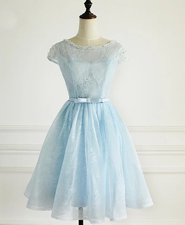 Buy One, Get One Free!Light Blue Lace Cap Sleeves Cute Short Party Dress, Blue Homecoming Dress cg12963 Buy One, Get One Free!Light Blue Lace Cap Sleeves Cute Short Party Dress, Blue Homecoming Dress cg12963