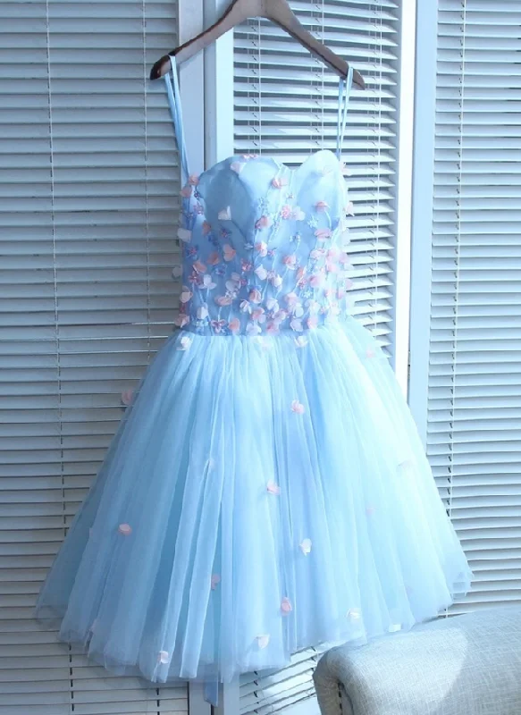 Hurry! While Supplies Last!Light Blue Sweetheart Short Handmade Party Dress, Blue Flowers Homecoming Dress cg13080 Hurry! While Supplies Last!Light Blue Sweetheart Short Handmade Party Dress, Blue Flowers Homecoming Dress cg13080
