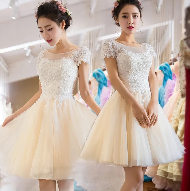 Unbeatable Prices!Light Champagne Tulle Short Party Dress, Lace Applique With Beadings Homecoming Dress cg13078 Unbeatable Prices!Light Champagne Tulle Short Party Dress, Lace Applique With Beadings Homecoming Dress cg13078