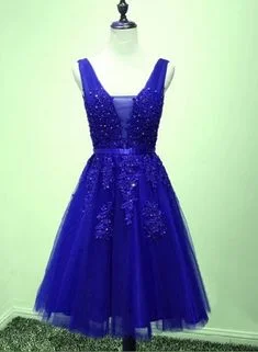 Limited Edition, Limited Price!Lovely Blue V-Neckline Lace Applique Homecoming Dress cg12263 Limited Edition, Limited Price!Lovely Blue V-Neckline Lace Applique Homecoming Dress cg12263