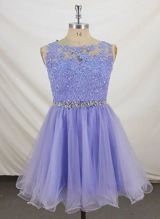 Shop More, Spend Less!Lovely Lavender Tulle Short Handmade Party Dress, Knee Length Homecoming Dress    cg12687