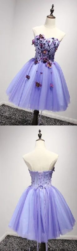 Save Money, Shop Happy!Lovely Purple Sweetheart Flowers Homecoming Dress    cg12834