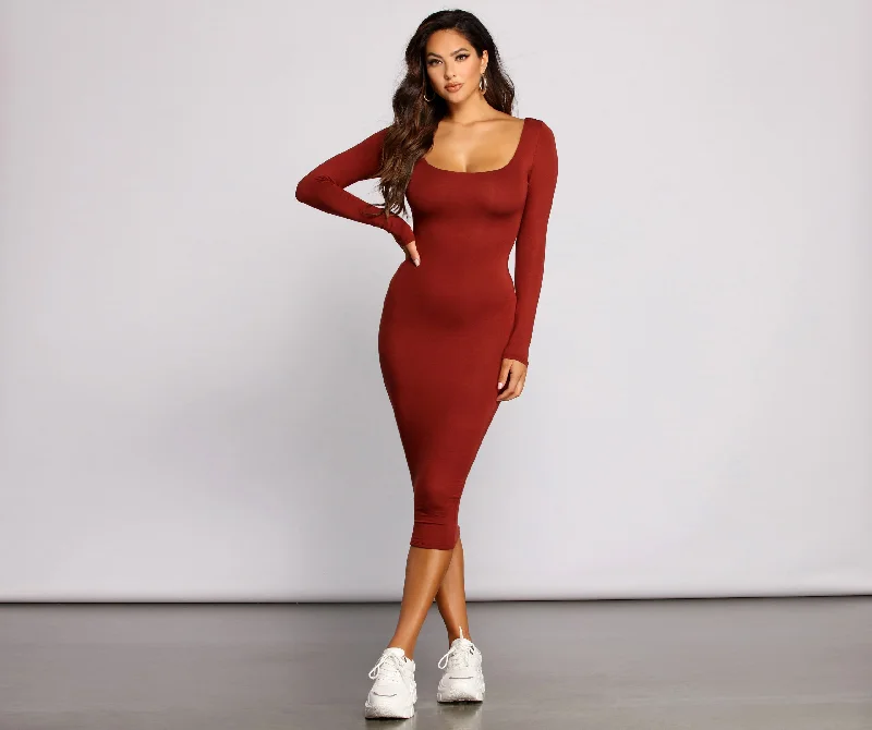 Unmissable Offers Await!Lovin' Knit Basic Midi Dress