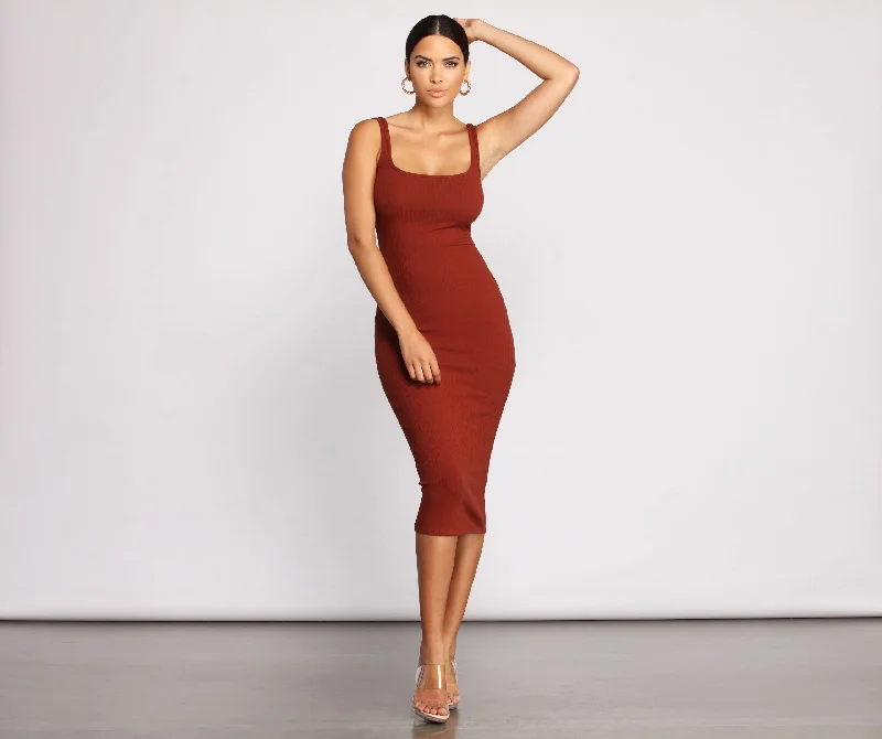 Instant Savings Await!Need For Basics Ribbed Midi Dress