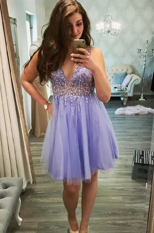 Limited Time Offer!Newest V-Neck Appliques A-Line homecoming Dresses   cg12035
