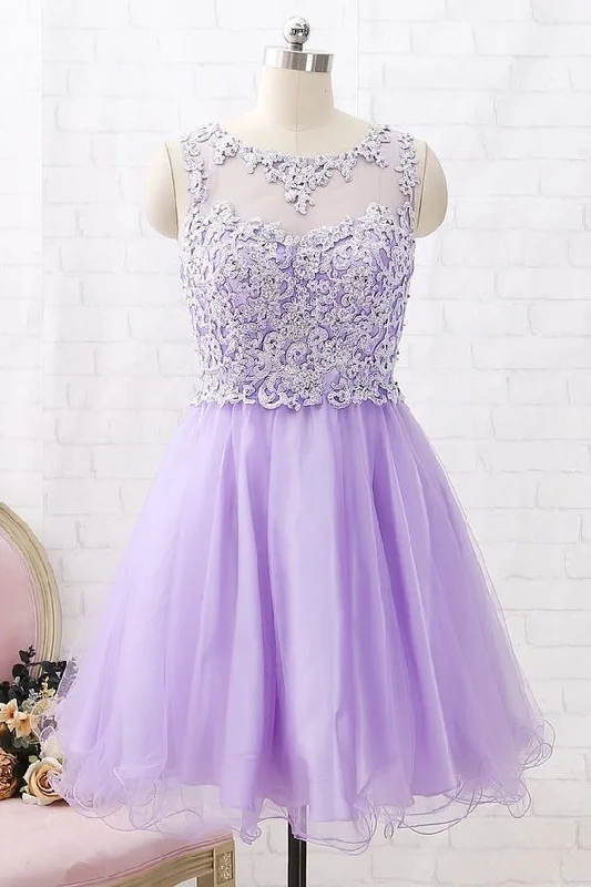 Exclusive Offers You’ll Love!O Neck Lace Tulle Mini Homecoming Dress   cg12456