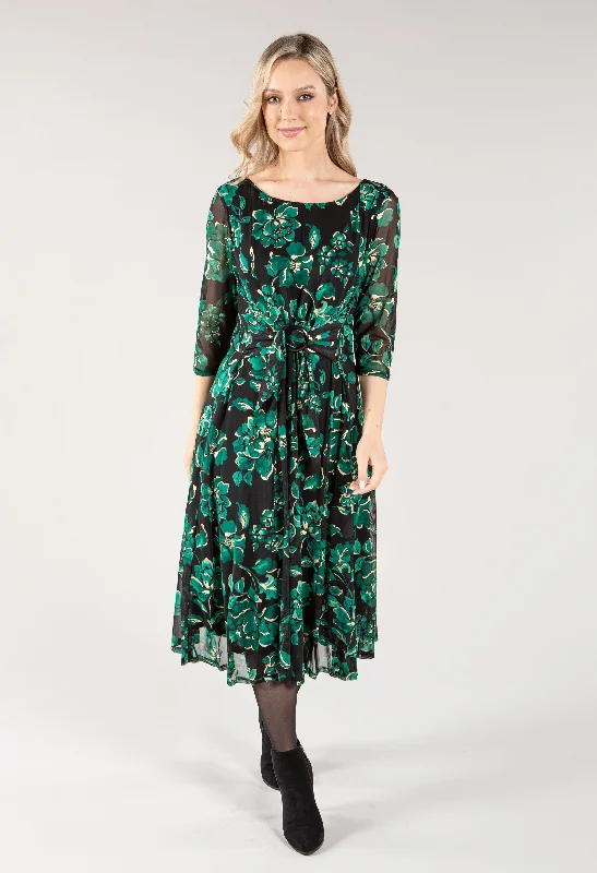 More Discounts, More Joy!O Ring Detail Floral Midi Dress