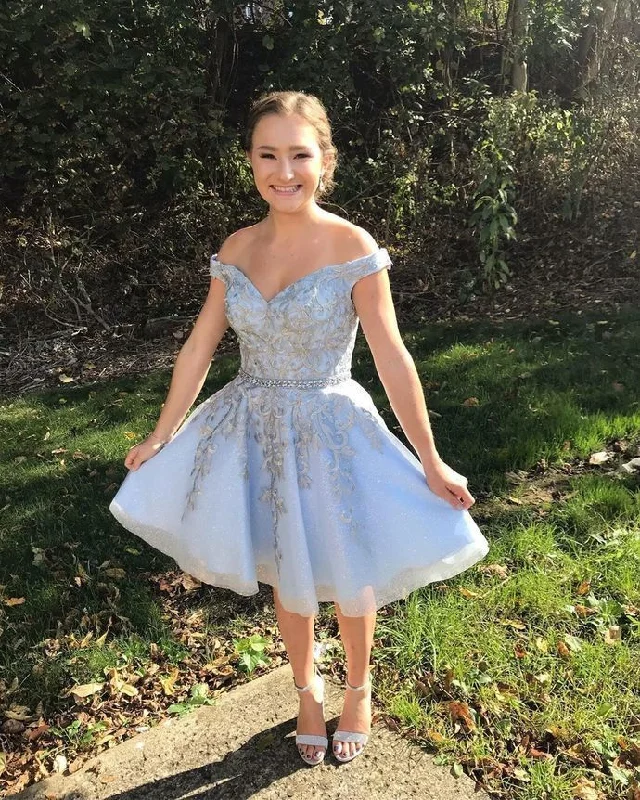 Your Favorite Items on Sale Now!Off The Shoulder A-Line Homecoming Dresses   cg12352