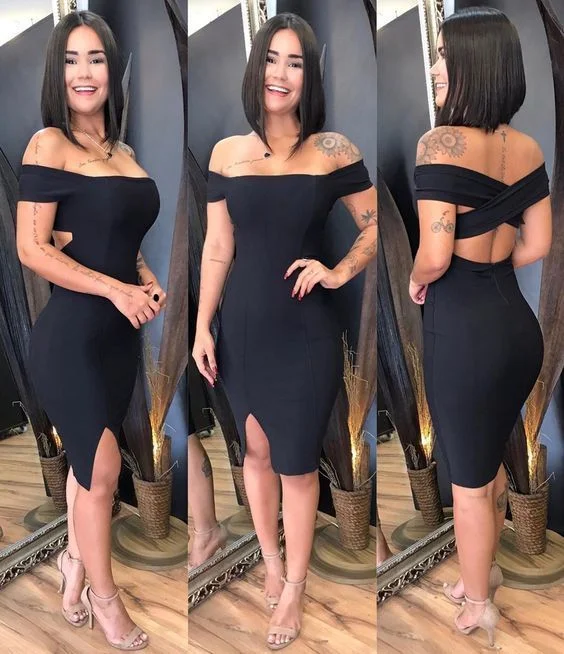 Don’t Wait – Shop Today!Off the shoulder black homecoming dress   cg14068