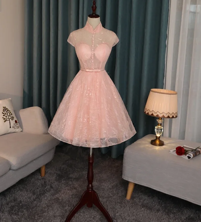 Special Offer – Act Fast!Pink Lace High Neckline Short Homecoming Dress, Lace Lovely Formal Dresses cg13209 Special Offer – Act Fast!Pink Lace High Neckline Short Homecoming Dress, Lace Lovely Formal Dresses cg13209