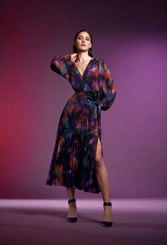 Only a Few Left – Order Now!Pleated Wrap Midi Dress