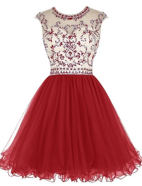 Your Shopping Wish, Our Discount Command!Red Tulle Homecoming Dress,Beading Homecoming Dresses cg12417 Your Shopping Wish, Our Discount Command!Red Tulle Homecoming Dress,Beading Homecoming Dresses cg12417