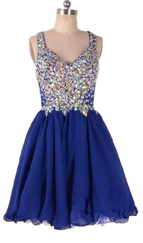 Snag the Best Prices Now!Royal Blue Homecoming Dresses Zippers Sleeveless Tulle Rhinestone Above-Knee cg12435 Snag the Best Prices Now!Royal Blue Homecoming Dresses Zippers Sleeveless Tulle Rhinestone Above-Knee cg12435