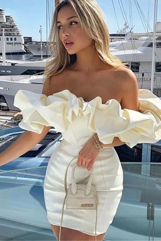 Hurry, Sale Ends Soon!Sexy Off-the-Shoulder Sheath Short Homecoming Dress     cg13026