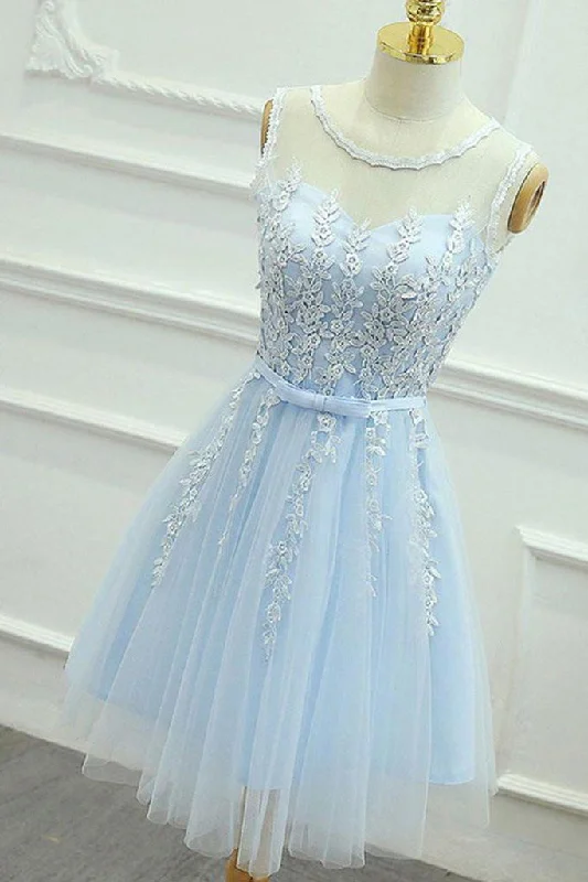 Shop Before It’s Gone!Short Blue Lace Formal Graduation Homecoming Dress   cg13185
