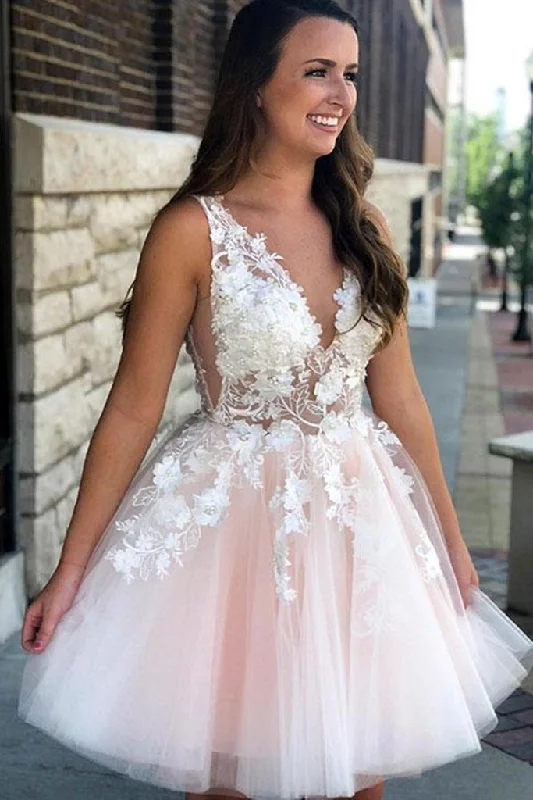 Get Ready to Save!Short Pink Lace Formal Graduation Homecoming Dress   cg13308