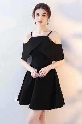 Unmissable Offers Await!Simple Black Aline Homecoming Dress with Flounce Straps cg13318 Unmissable Offers Await!Simple Black Aline Homecoming Dress with Flounce Straps cg13318