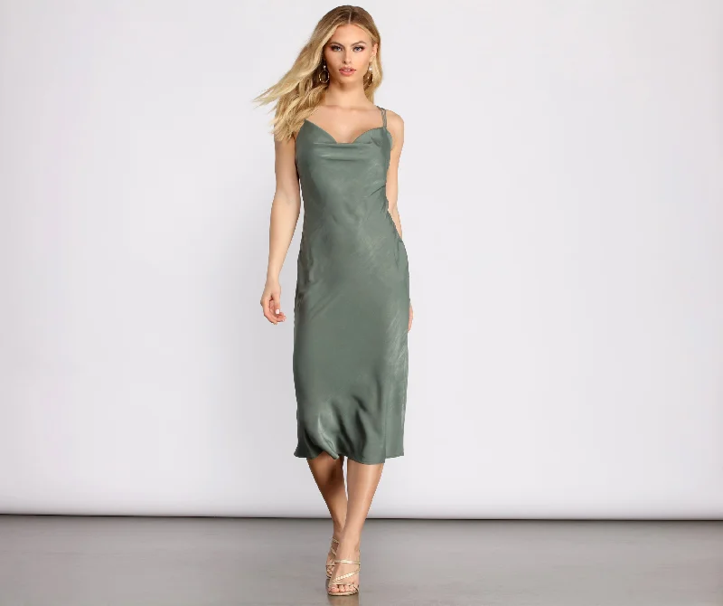 Buy More, Save More!Sleek Ya Out Cowl Neck Midi Dress