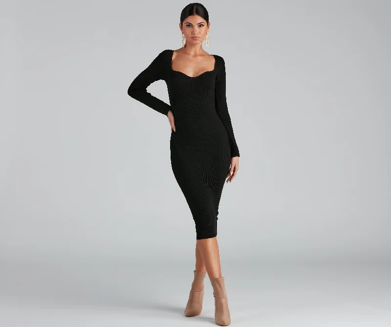 Your Discount is Waiting!Sweetest Frame Long Sleeve Midi Dress