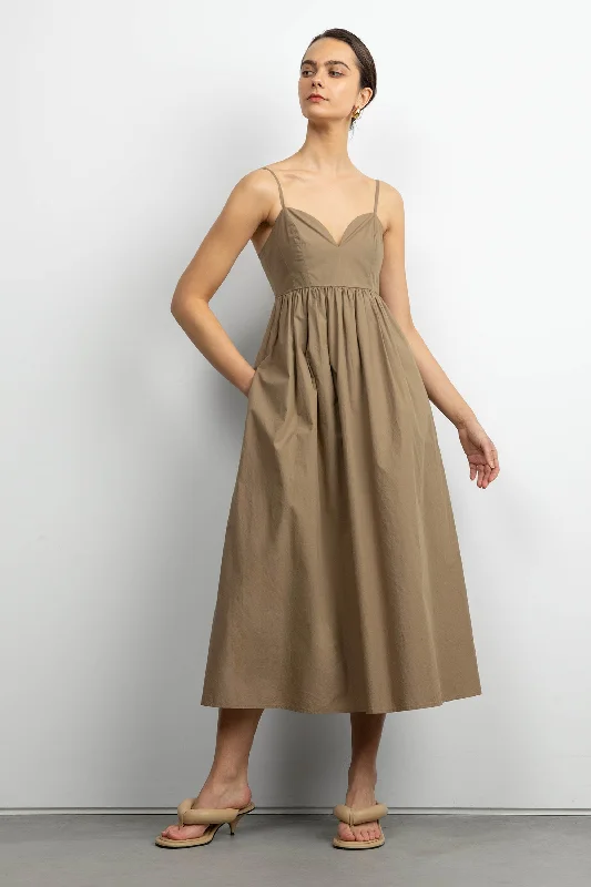 Exclusive Savings This Week!SWEETHEART NECKLINE POPLIN MIDI DRESS