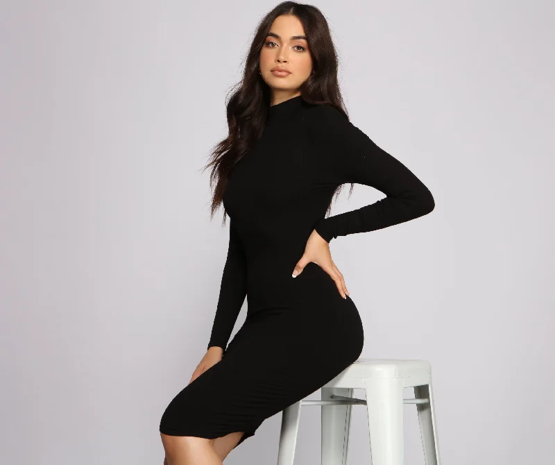 Grab Yours Before It’s Too Late!The Every Day Ribbed Knit Midi Dress