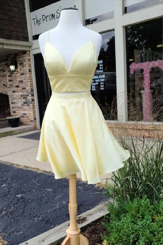 Shop Today, Save Tomorrow!two piece short yellow homecoming dress with spaghetti straps cg12343 Shop Today, Save Tomorrow!two piece short yellow homecoming dress with spaghetti straps cg12343