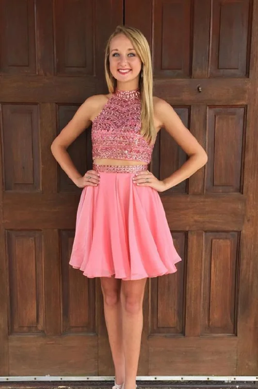 Save Money, Shop Happy!Two Pink High-necked Mini Skirts, Short SkirtsHomecoming Dress   cg14213