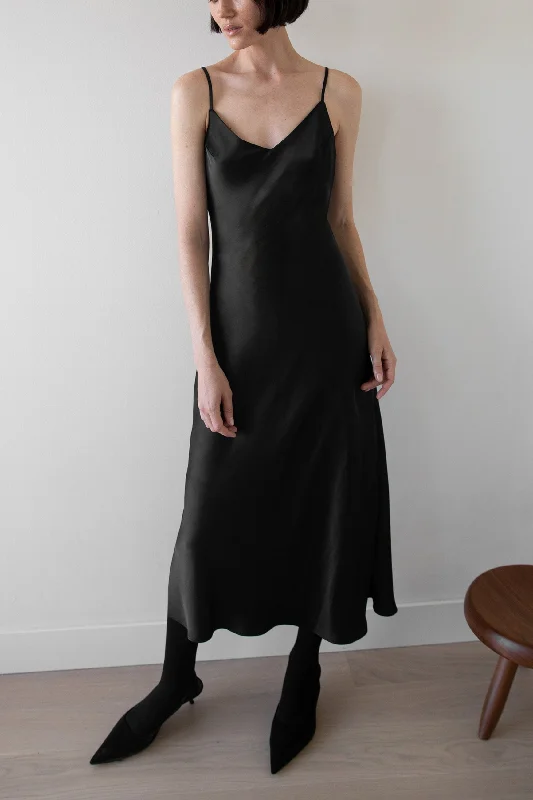 Special Discounts Inside!SATIN V-NECK SLIP MIDI DRESS