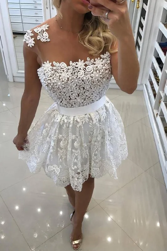 Buy One, Get One Free!White Homecoming Dress,Short Beading Dress   cg12312