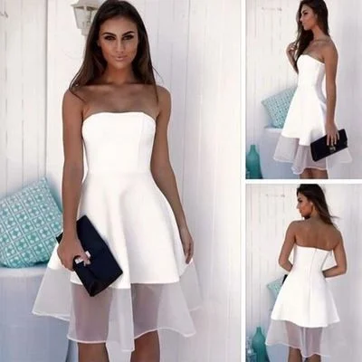 Best Offers of the Month!White Strapless Short Homecoming Dresses   cg13845