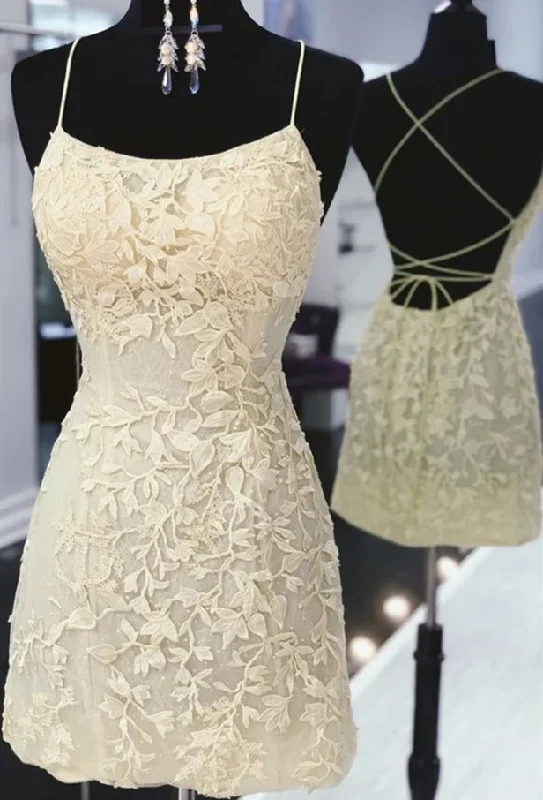 Don't Miss Out!Yellow Lace Formal Graduation Homecoming Dress    cg12385