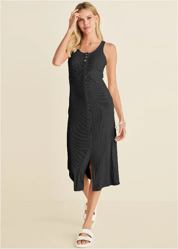Flash Sale – Act Fast!Henley Midi Dress - Black