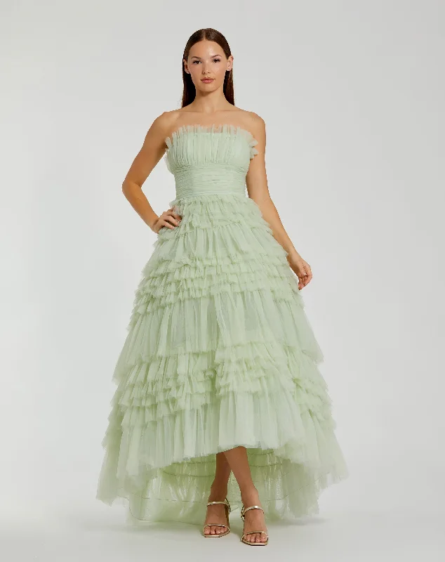 One Day Only – Huge Savings!Strapless Tulle Ruffle Gown