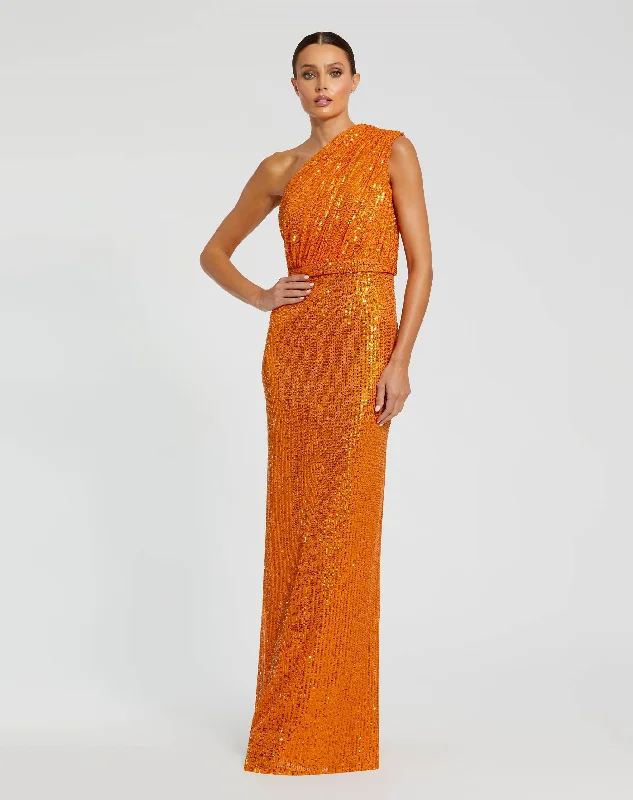 Crazy Discounts Inside!Sequined Ruched One Shoulder Gown