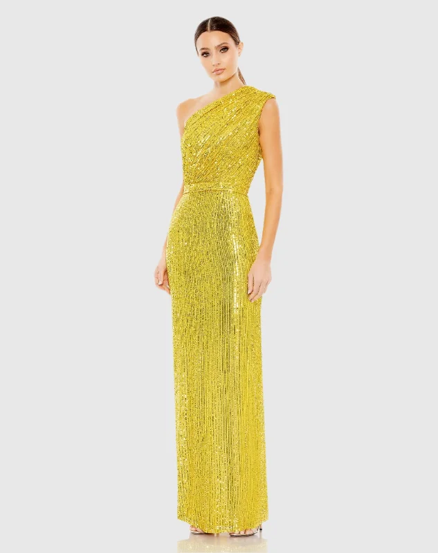 Savings You Can’t Ignore!Sequined Ruched One Shoulder Gown