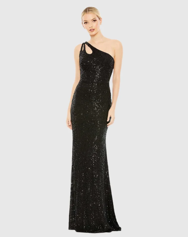 Shop Early, Save Big!Sequined Strappy One Shoulder Column Gown