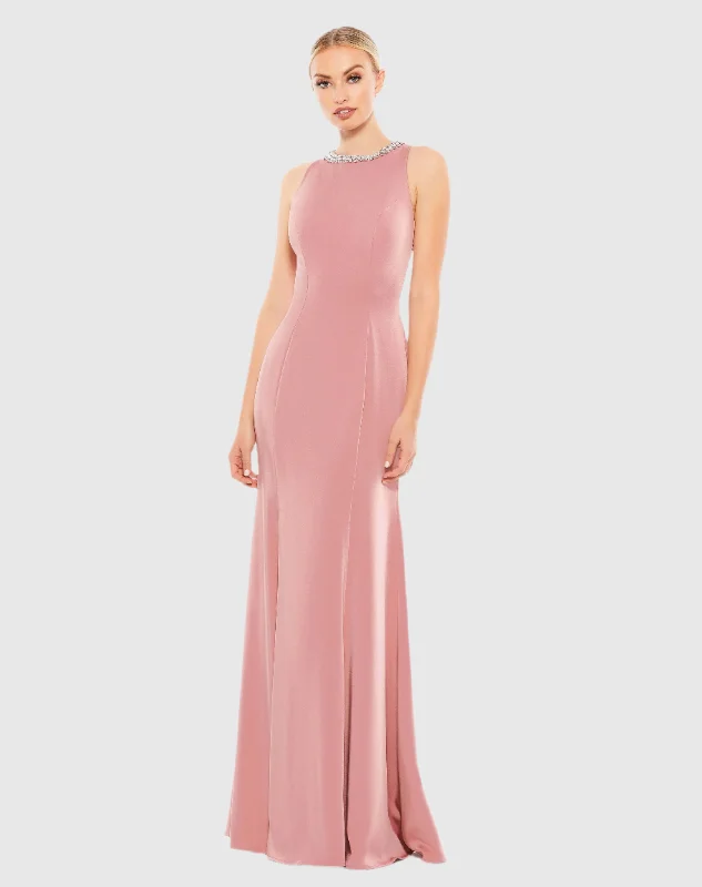 Enjoy Huge Discounts Now!Embellished Neck Trumpet Gown