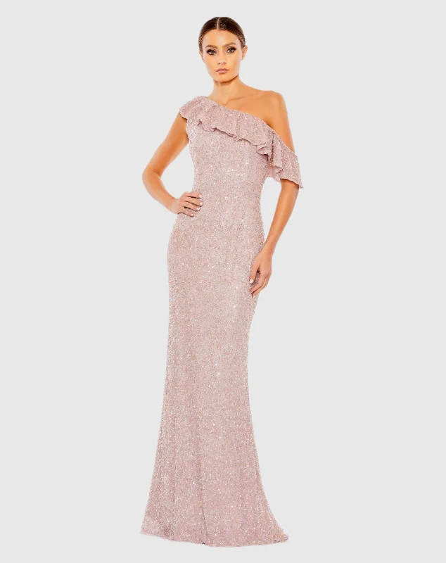 Shop Before It’s Gone!Sequined Drop Shoulder Trumpet Gown