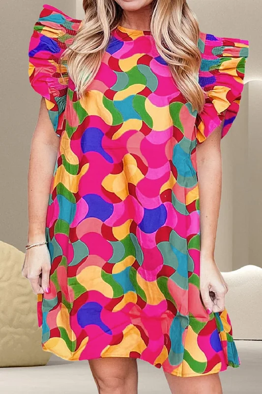 Bigger Savings, Better Shopping!Floral ruffle cap sleeve dress
