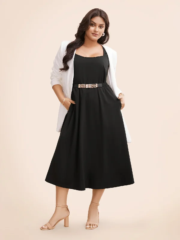 Shop Today, Save Tomorrow!Plain Elastic Waist Midi Tank Dress