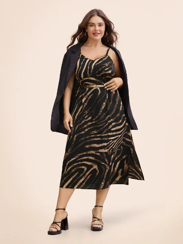 Today’s Deals, Tomorrow’s Regrets!V Neck Striped Split Hem Midi Dress