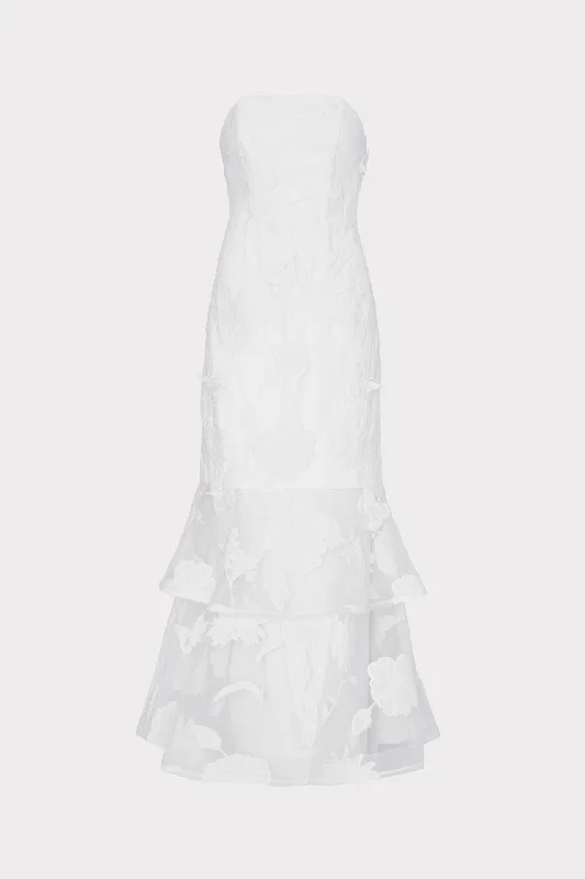 Save Like Never Before!3D Butterfly Embroidery Strapless Dress