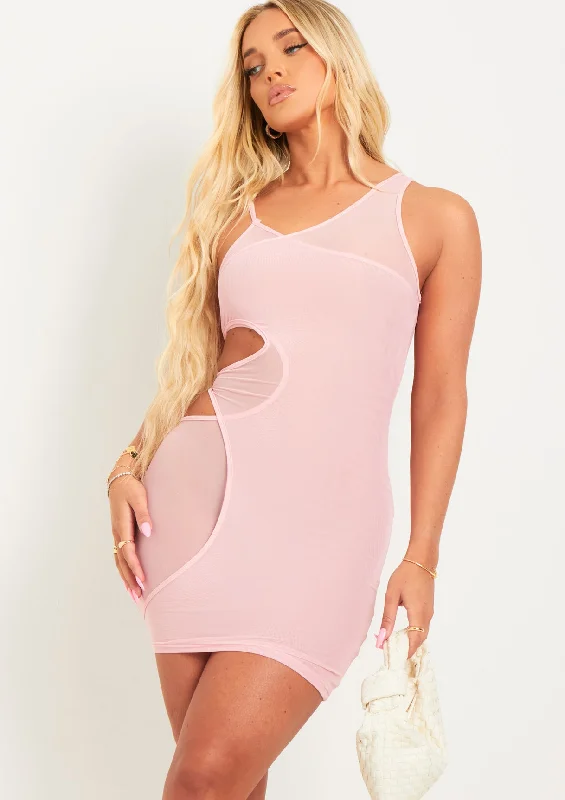Exclusive Savings This Week!Alana Pink Mesh Overlay Mini Dress