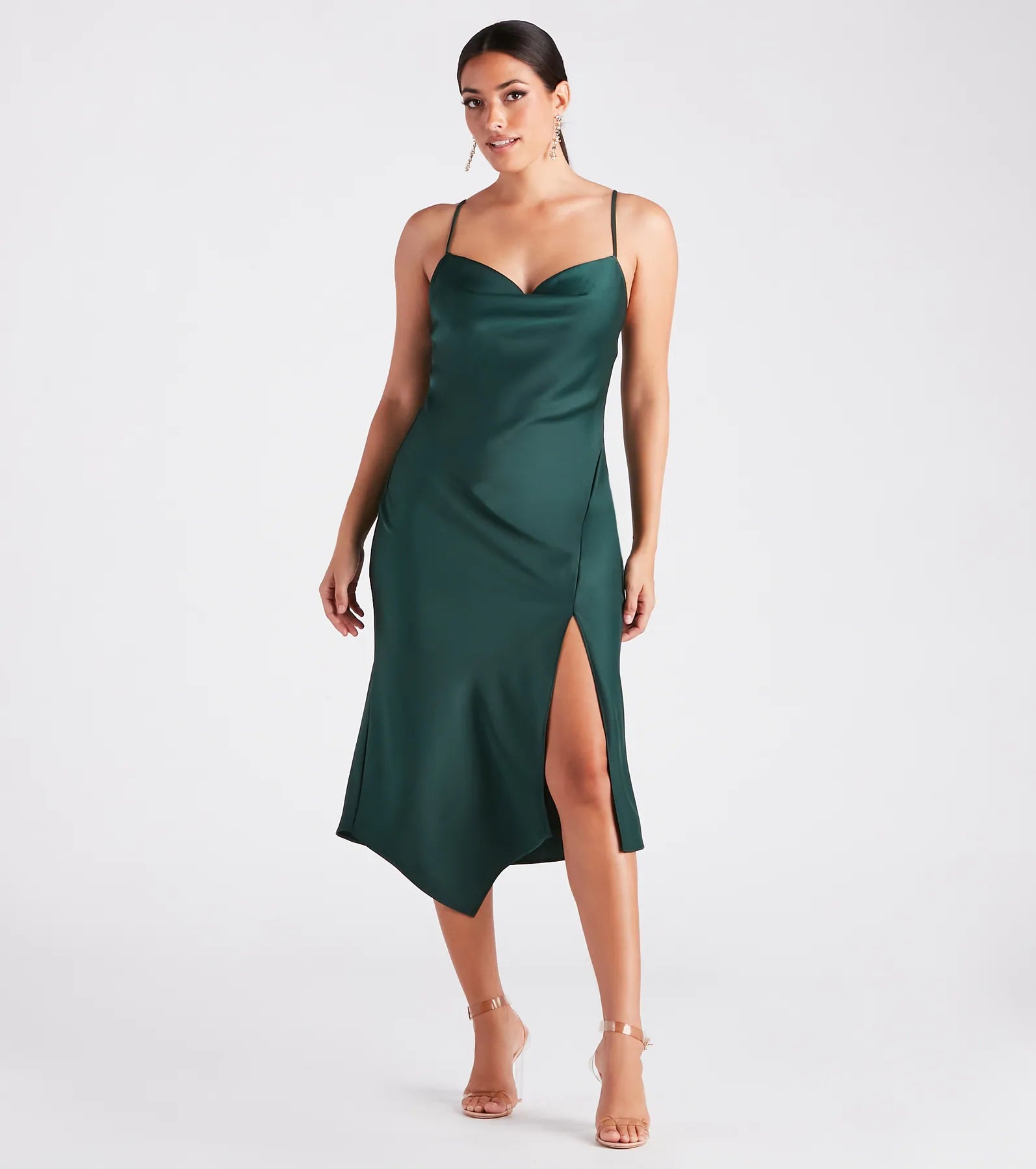 Save Money, Shop Happy!Annabella Formal Satin A-Line Midi Dress