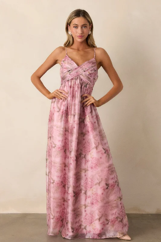 Upgrade for Less!Blooming In Essence Pink Floral Maxi Dress