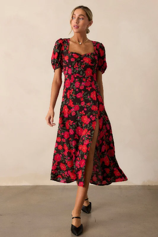 Shop More, Spend Less!Canyon Echoes Black Floral Multi Midi Dress