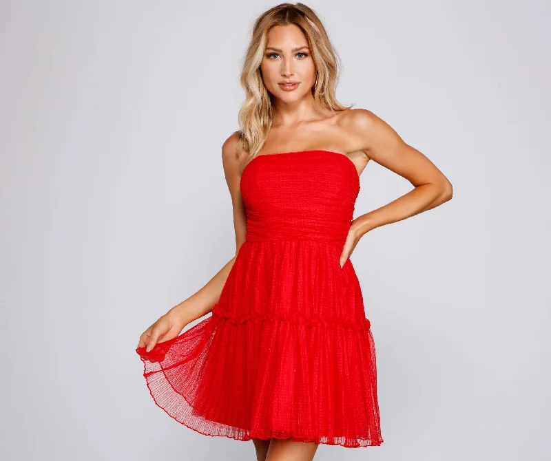 Your Shopping Spree Starts Here!Cecilla Formal Pleated Tulle Party Dress