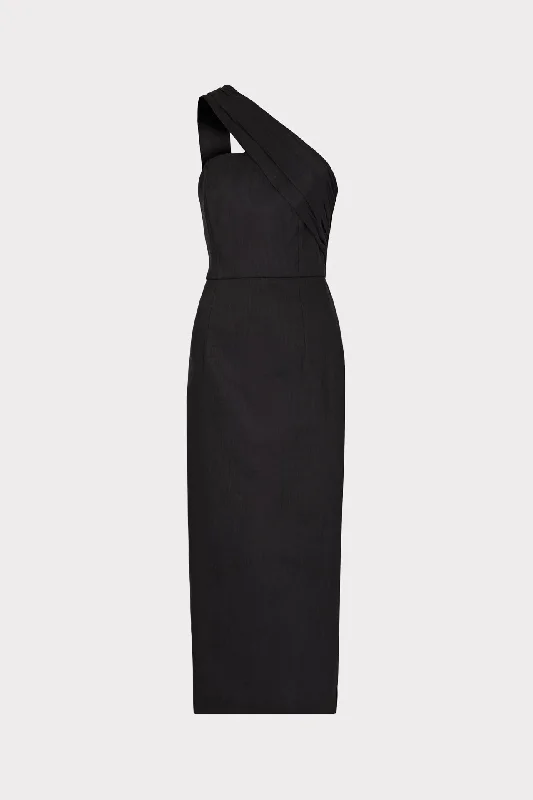Hottest Discounts of the Year!Draped One Shoulder Linen Dress